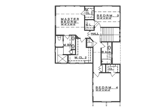 Floor Plan - Upper Floor for Contemporary House Plan #935-7 - 4 bed, 3 bath