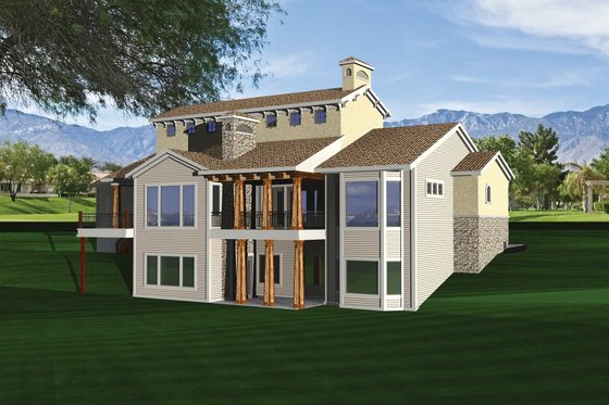 Exterior - Rear Elevation for Mediterranean House Plan #70-1093 - 3 bed, 2.5 bath