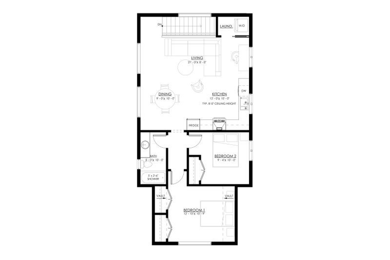 Dream House Plan - Floor Plan - Main Floor for Farmhouse House Plan #1114-10 - 2 bed, 1 bath