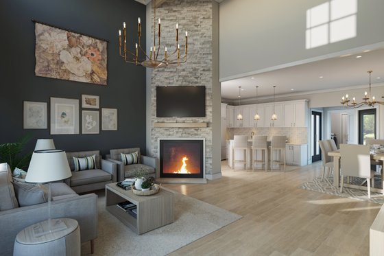 Interior - Family Room for Farmhouse House Plan #45-636 - 3 bed, 2.5 bath