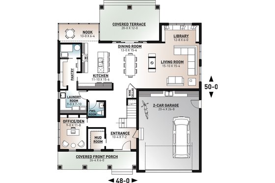 Floor Plan - Main Floor for Farmhouse House Plan #23-2686 - 5 bed, 4.5 bath