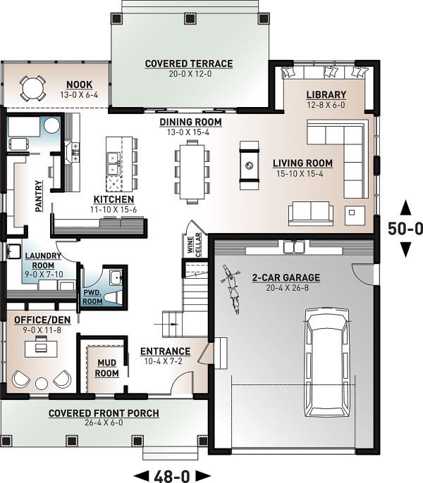 House Design - Farmhouse Floor Plan - Main Floor Plan #23-2686