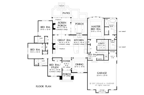 Floor Plan - Main Floor for Ranch House Plan #929-1049 - 4 bed, 3 bath