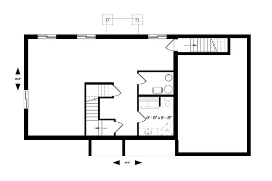 Floor Plan - Lower Floor 1 for Ranch House Plan #23-2653 - 2 bed, 1 bath