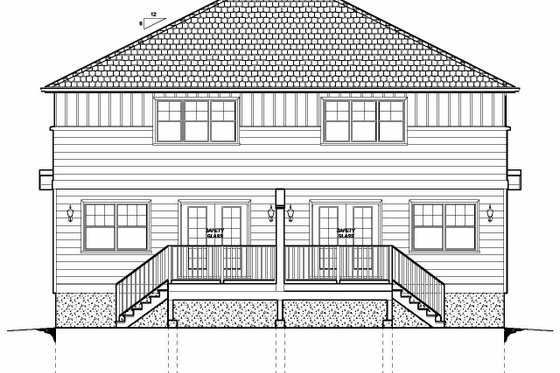 Exterior - Rear Elevation for Craftsman House Plan #126-203 - 3 bed, 2.5 bath