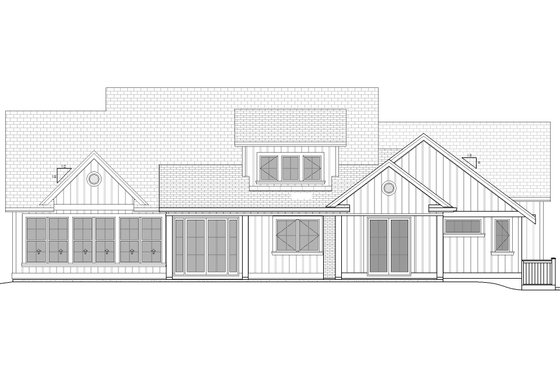 Exterior - Rear Elevation for Farmhouse House Plan #1086-9 - 4 bed, 2.5 bath
