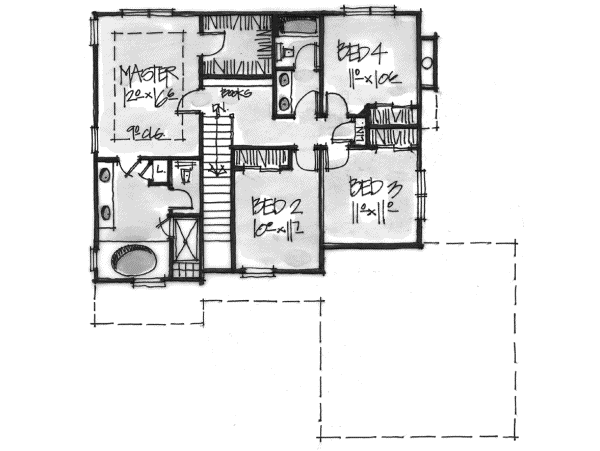 Farmhouse Floor Plan - Upper Floor Plan #20-241