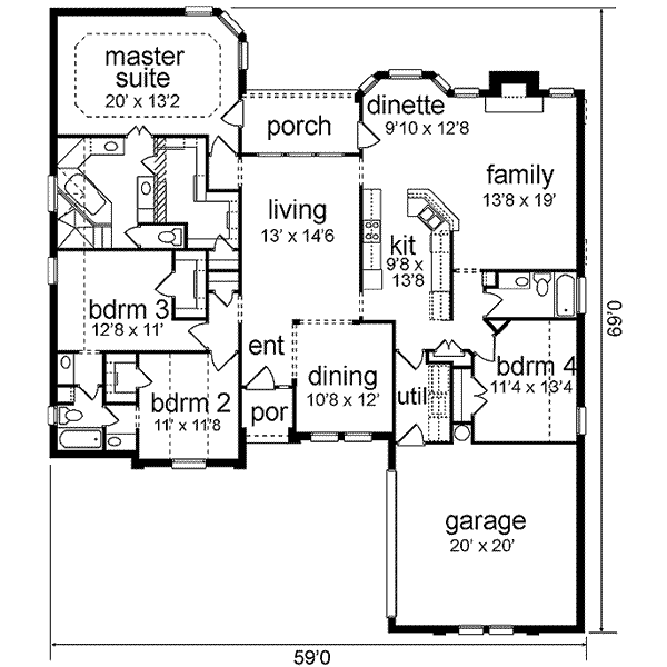 Dream House Plan - European Floor Plan - Main Floor Plan #84-197