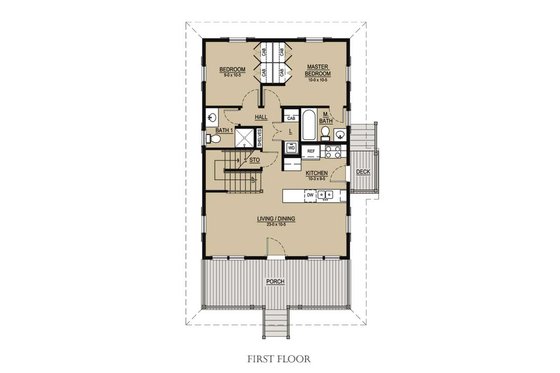 Floor Plan - Main Floor for Beach House Plan #536-1 - 3 bed, 3 bath