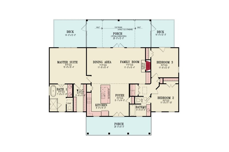 Architectural House Design - Floor Plan - Main Floor for Farmhouse House Plan #54-677 - 3 bed, 2 bath
