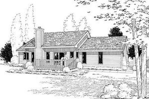 Exterior - Rear Elevation for Ranch House Plan #312-271 - 3 bed, 2 bath