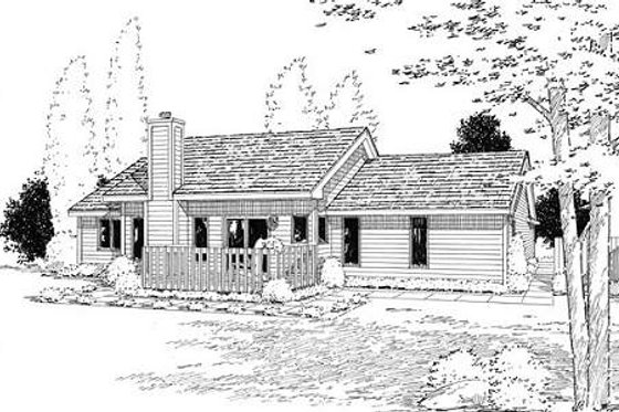 Exterior - Rear Elevation for Ranch House Plan #312-271 - 3 bed, 2 bath