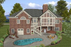 Exterior - Rear Elevation for Traditional House Plan #56-577 - 4 bed, 2.5 bath
