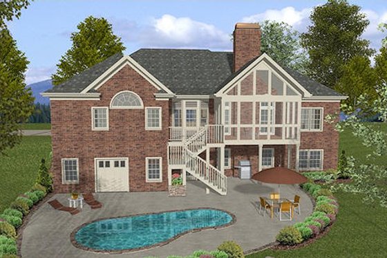 Exterior - Rear Elevation for Traditional House Plan #56-577 - 4 bed, 2.5 bath