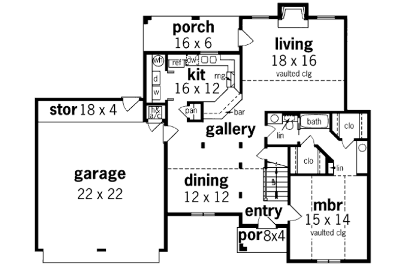 Home Plan - Floor Plan - Main Floor for Traditional House Plan #45-324 - 3 bed, 2.5 bath