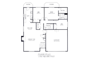 Floor Plan - Main Floor for Traditional House Plan #53-104 - 3 bed, 2 bath