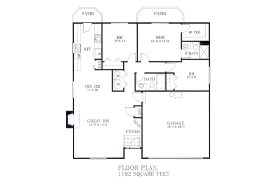 Floor Plan - Main Floor for Traditional House Plan #53-104 - 3 bed, 2 bath