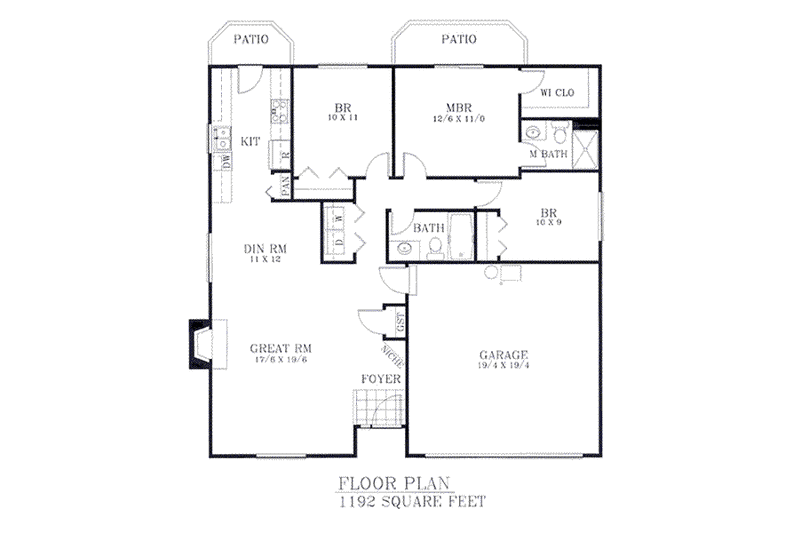 Home Plan - Floor Plan - Main Floor for Traditional House Plan #53-104 - 3 bed, 2 bath