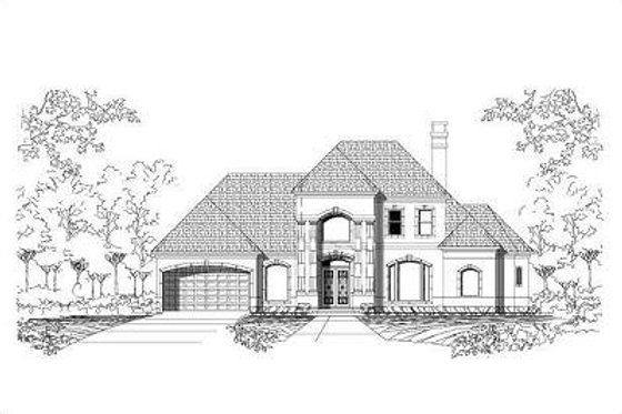 Exterior - Front Elevation for Mediterranean House Plan #411-318 - 3 bed, 2.5 bath
