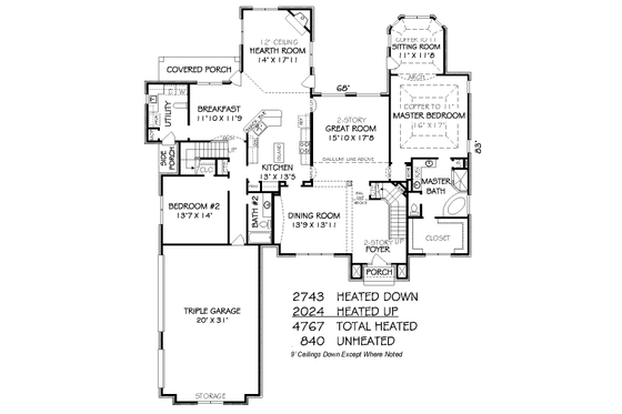 Floor Plan - Main Floor for European House Plan #424-362 - 5 bed, 4 bath