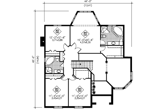 Floor Plan - Upper Floor for European House Plan #25-4177 - 4 bed, 2.5 bath