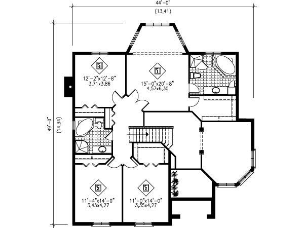 European Floor Plan - Upper Floor Plan #25-4177