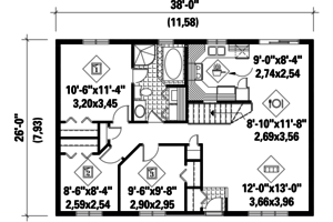 Floor Plan - Main Floor for Country House Plan #25-4828 - 3 bed, 1 bath