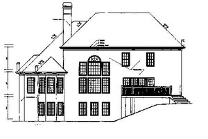 Exterior - Rear Elevation for European House Plan #129-161 - 4 bed, 3.5 bath