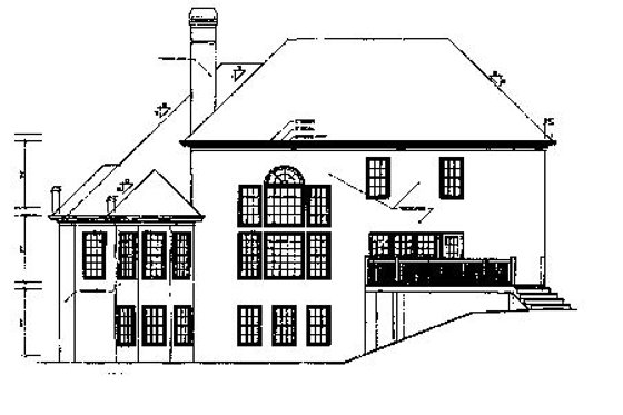 Exterior - Rear Elevation for European House Plan #129-161 - 4 bed, 3.5 bath