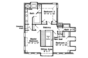 Floor Plan - Upper Floor for European House Plan #410-371 - 3 bed, 2.5 bath