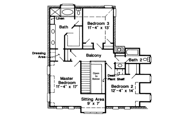 Floor Plan - Upper Floor for European House Plan #410-371 - 3 bed, 2.5 bath