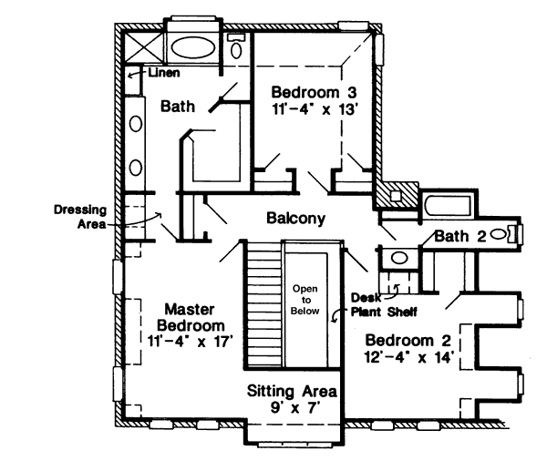 House Blueprint - European Floor Plan - Upper Floor Plan #410-371