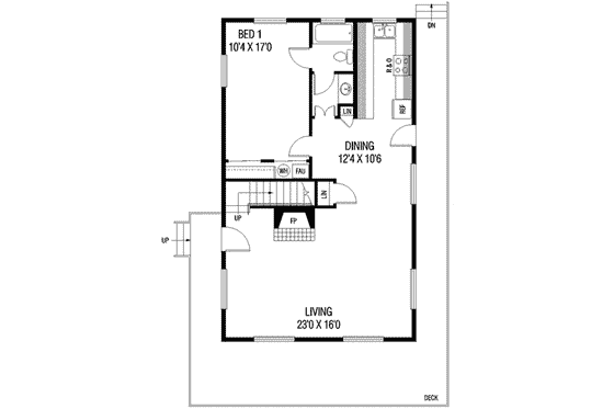 Floor Plan - Main Floor for Country House Plan #60-112 - 3 bed, 2 bath