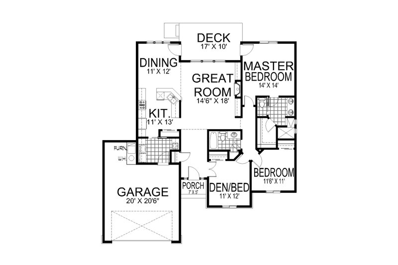 House Blueprint - Floor Plan - Main Floor for Craftsman House Plan #112-275 - 3 bed, 2 bath