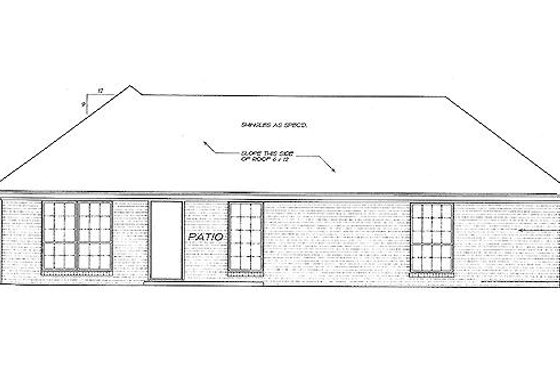 Exterior - Rear Elevation for Traditional House Plan #310-808 - 3 bed, 1.5 bath
