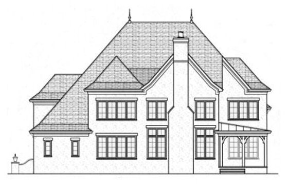 Exterior - Rear Elevation for European House Plan #413-800 - 4 bed, 5 bath