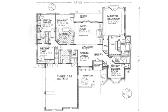 Floor Plan - Main Floor for European House Plan #310-375 - 4 bed, 4 bath