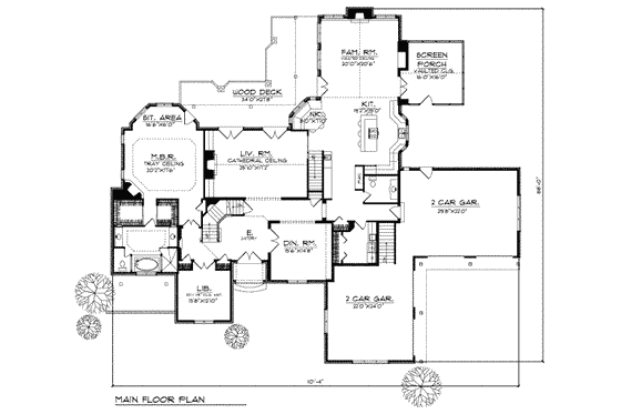 Floor Plan - Main Floor for European House Plan #70-544 - 3 bed, 2.5 bath