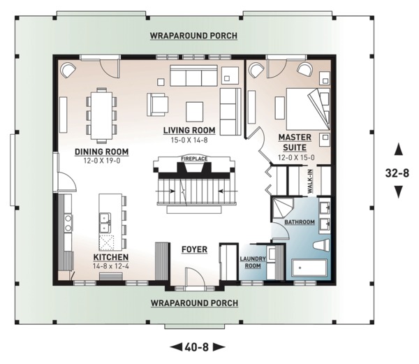 Home Plan - Country Floor Plan - Main Floor Plan #23-2091