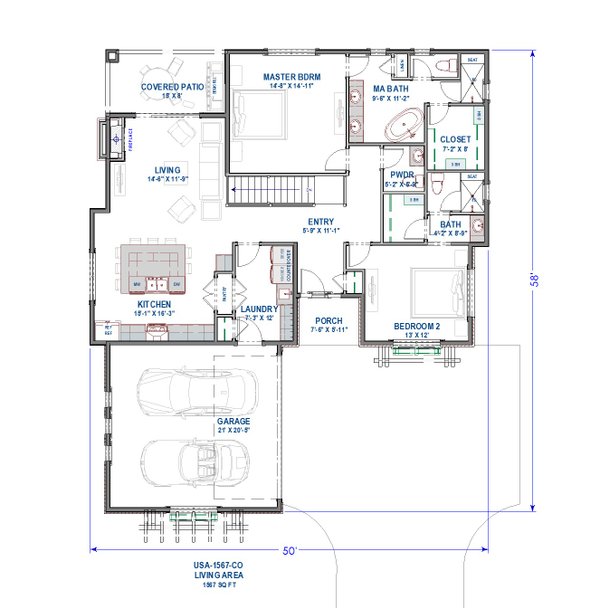 House Plan Design - Cottage Floor Plan - Main Floor Plan #1069-27