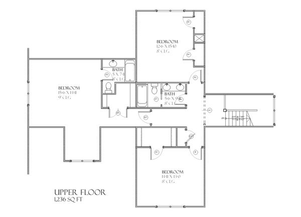 Farmhouse Floor Plan - Upper Floor Plan #901-60