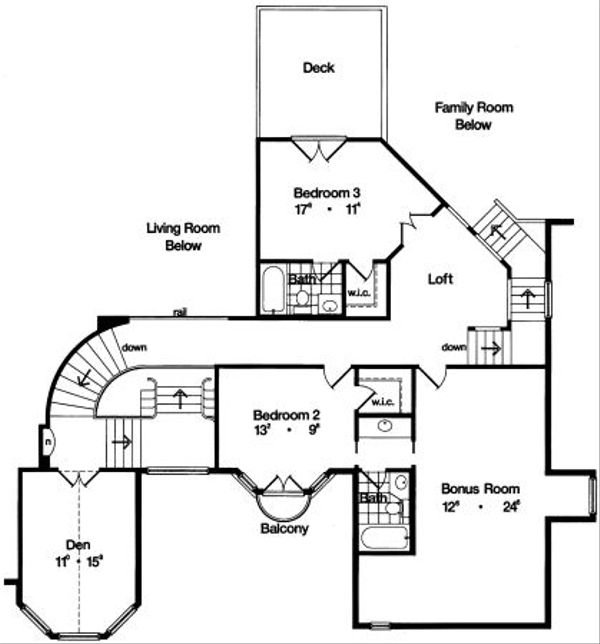 European Floor Plan - Upper Floor Plan #417-402