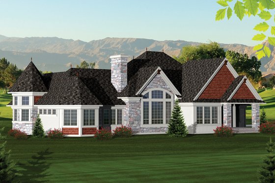Exterior - Rear Elevation for Ranch House Plan #70-1061 - 2 bed, 2 bath
