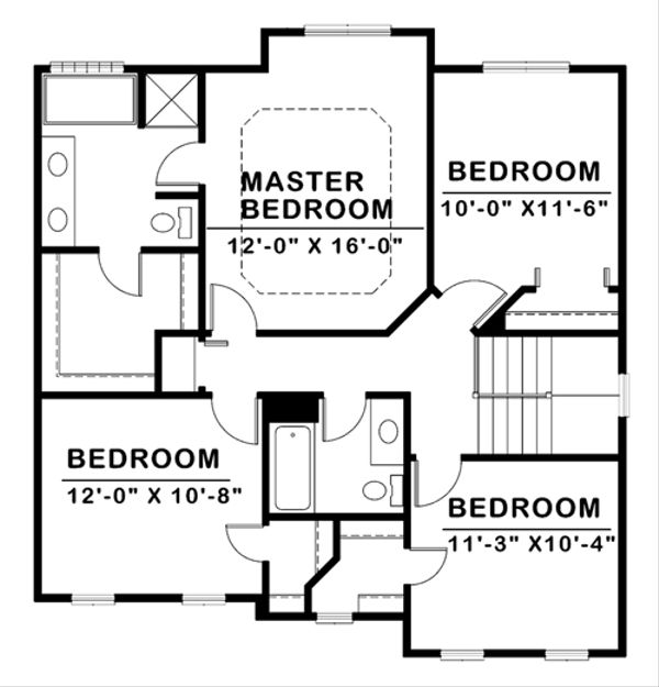 Traditional Floor Plan - Upper Floor Plan #20-2144