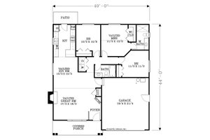 Floor Plan - Main Floor for Craftsman House Plan #53-601 - 3 bed, 2 bath