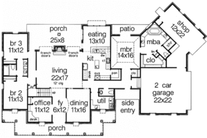 Floor Plan - Main Floor for Southern House Plan #15-250 - 3 bed, 2.5 bath