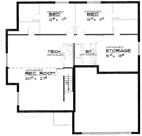 Traditional Floor Plan - Lower Floor Plan #308-143