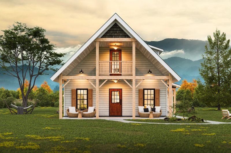 Architectural House Design - Log Exterior - Front Elevation Plan #54-658