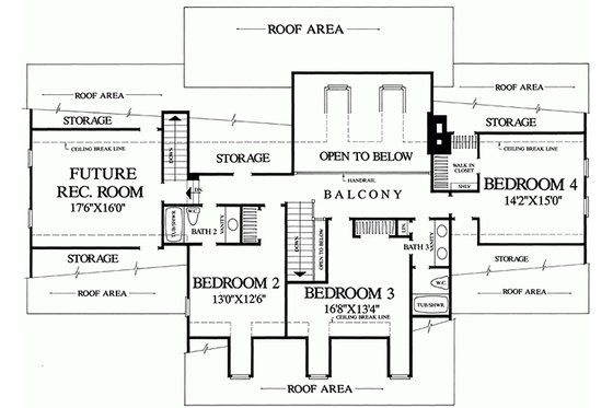 Floor Plan - Upper Floor for Southern House Plan #137-152 - 4 bed, 3 bath