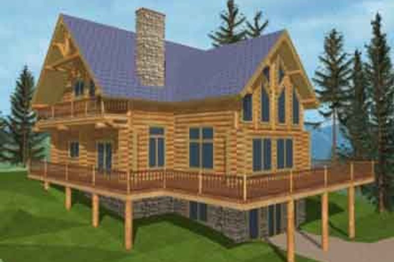 Home Plan - Log Exterior - Front Elevation Plan #117-123
